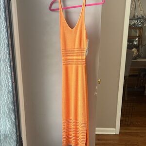Aqua Vibrant Orange Maxi Dress